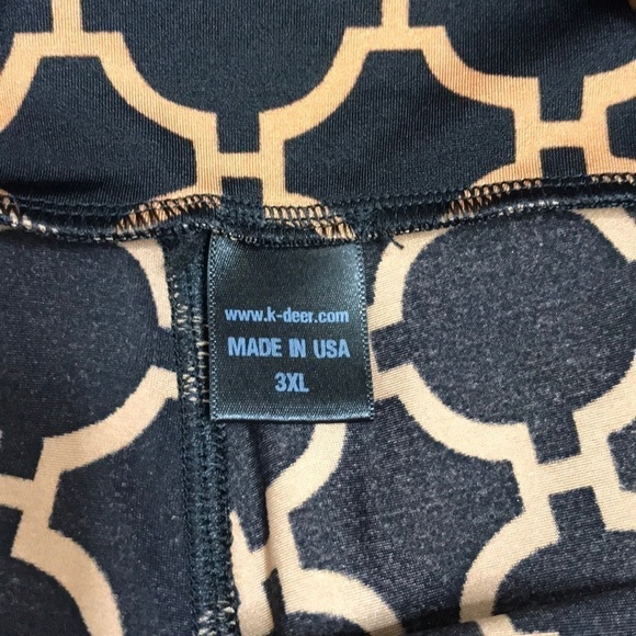 K-DEER Black Gold Geometric Capri 3XL 23" Inseam - Picture 4 of 8